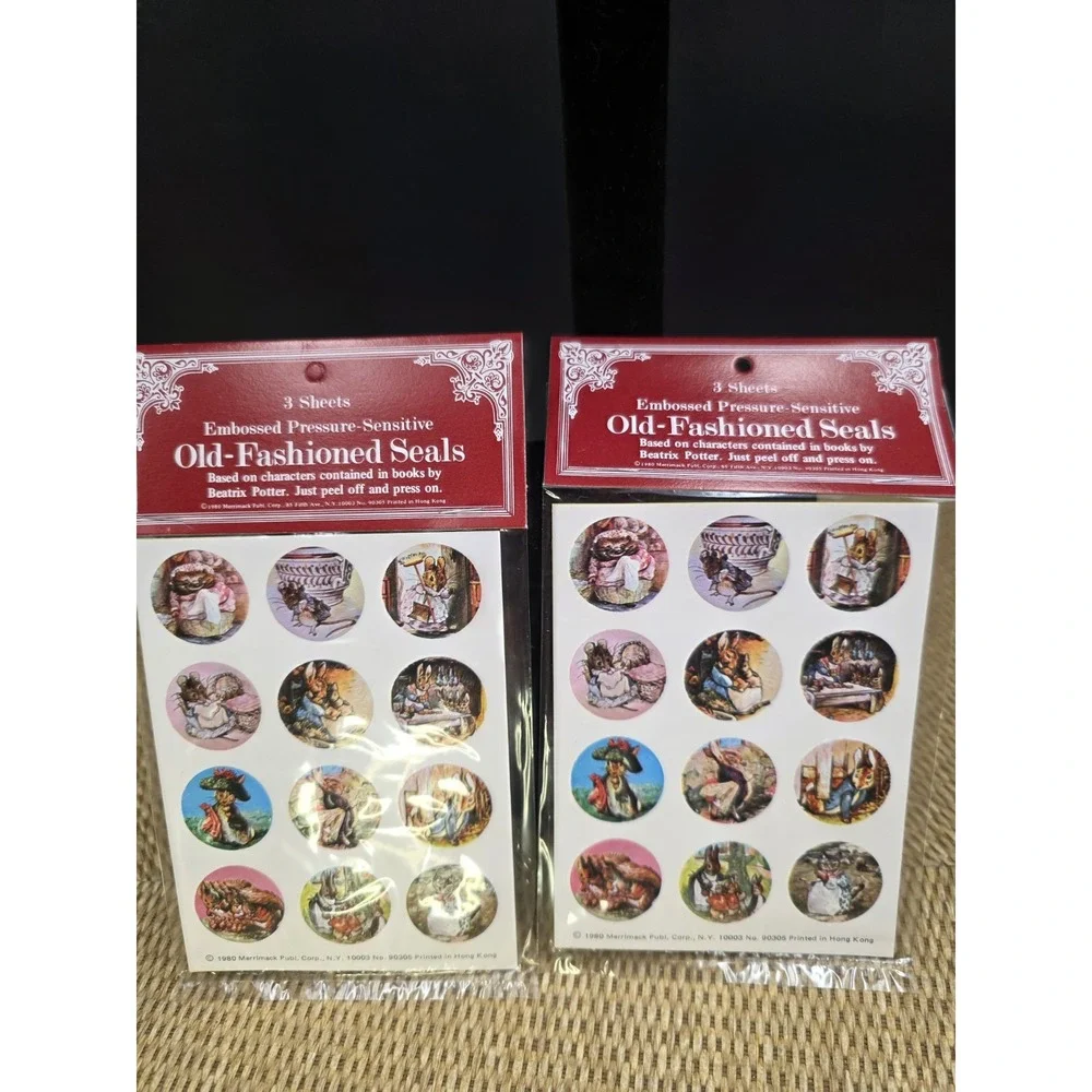 VTG Beatrix Potter Old-Fashioned Seals Merrimack‎ 1980 Rabbit Mouse Unused Lot 2